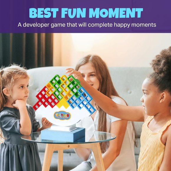 Fun Tetris Tetra Tower Stack Attack Building Blocks Balance Game 48PC - Picture 7 of 7